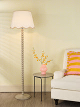 Dar Spool Floor Lamp Taupe With Poma Shade