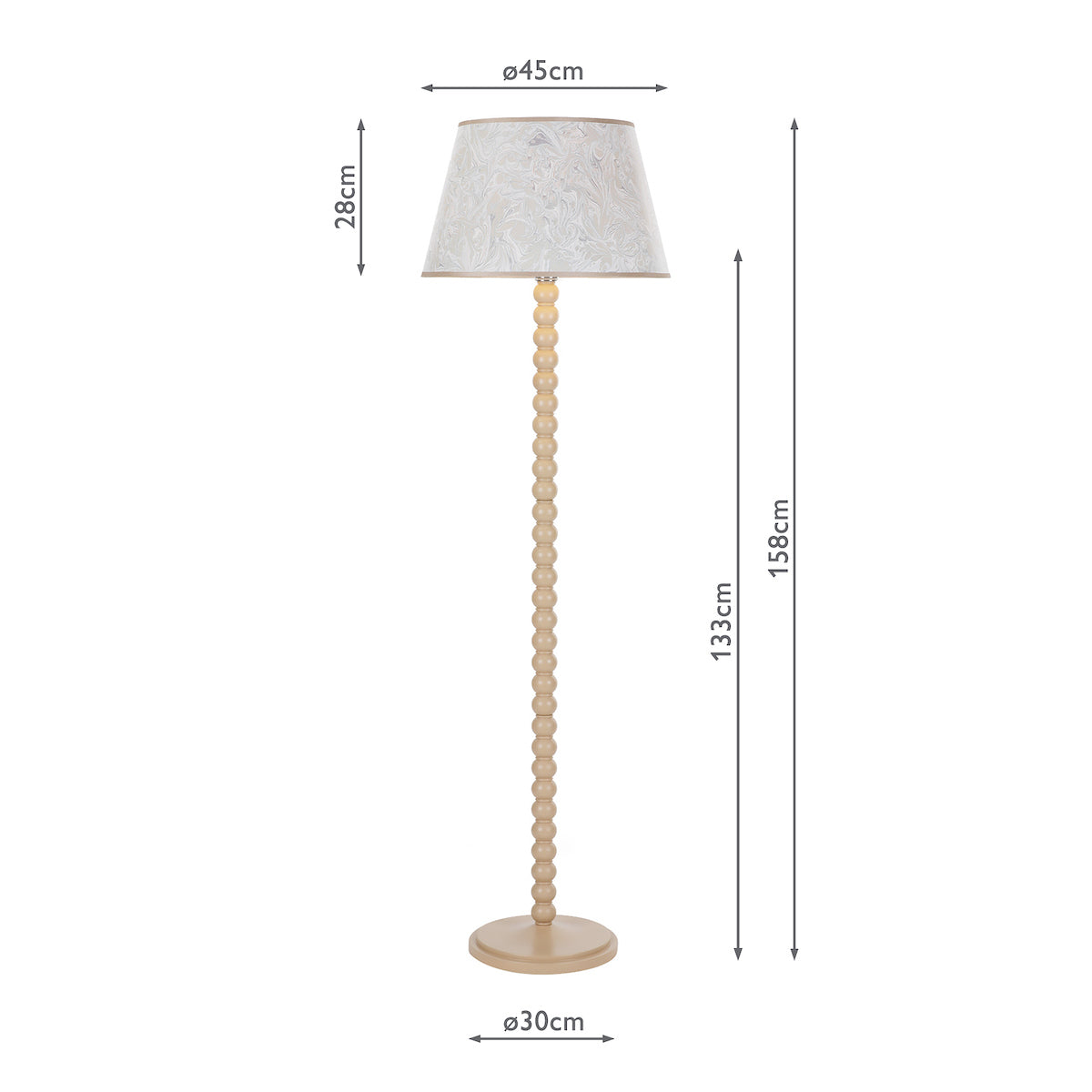 Dar Spool Floor Lamp Gloss Taupe Base from Amos Lighting + Home