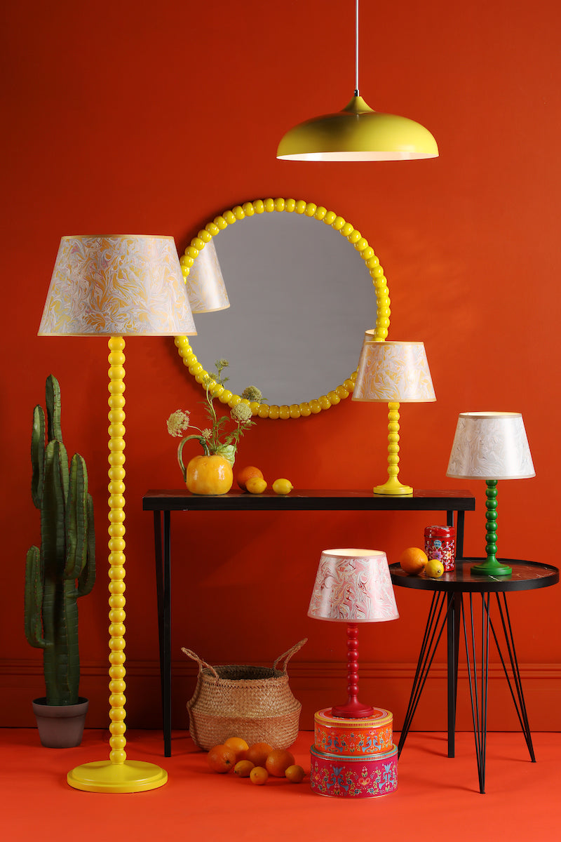 Dar Spool Floor Lamp Gloss Yellow Base from Amos Lighting + Home