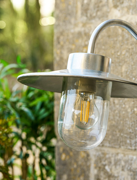Garden Trading St Ives Swan Neck Light - Galvanised Steel, Silver
