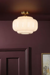 Dar Sumitra Flush Antique Bronze and Opal Glass