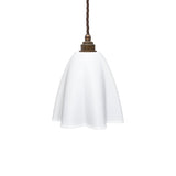 Soho Lighting Fluted Cloth Pendant Soft White Light with Old English Bronze Bulb Holder & Brown Cable
