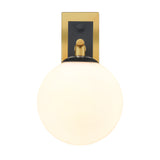 Franklite Stellar Bathroom Wall light matt black and aged brass with opal glass
