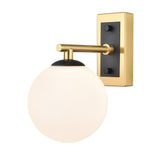 Franklite Stellar Bathroom Wall light matt black and aged brass with opal glass
