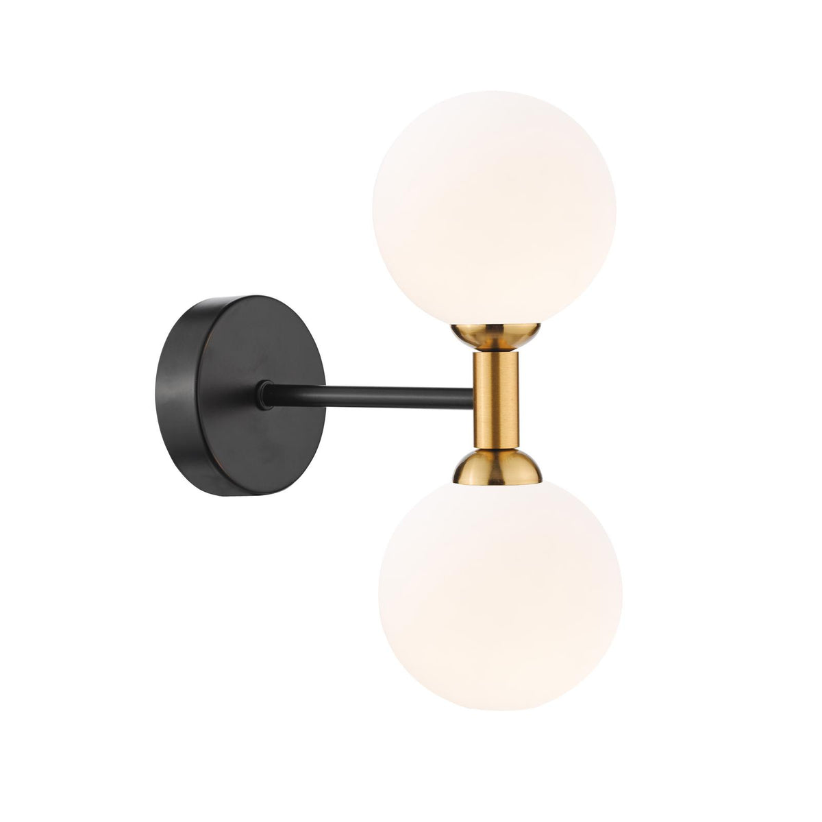 Dar Takara 2 Light Wall Light Matt Black and Opal Glass