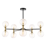 Dar Takara 10 Light Semi-Flush Matt Black and Bronze With Twisted Amber Glass