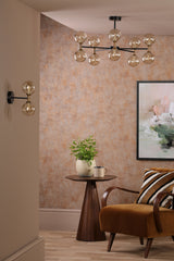 Dar Takara 10 Light Semi-Flush Matt Black and Bronze With Twisted Amber Glass