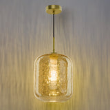 Dar Tavia Pendant Satin Gold and Amber Glass