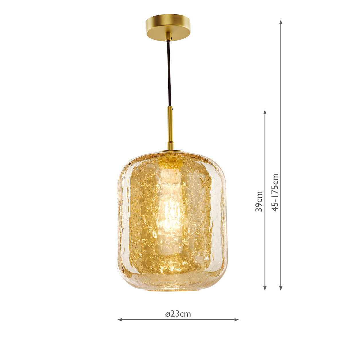 Dar Tavia Pendant Satin Gold and Amber Glass