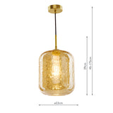 Dar Tavia Pendant Satin Gold and Amber Glass