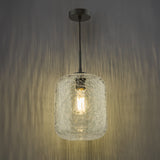 Dar Tavia Pendant Matt Black and Glass