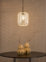 Dar Tavia Pendant Matt Black and Glass