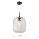 Dar Tavia Pendant Matt Black and Glass