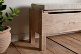 Nkuku Teni Reclaimed Wood Storage Bench with Upholstered Linen Cushion Natural