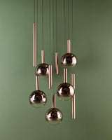 Dar Telis 9 Light Cluster Pendant Matt Bronze and Bronze Ombre Glass LED