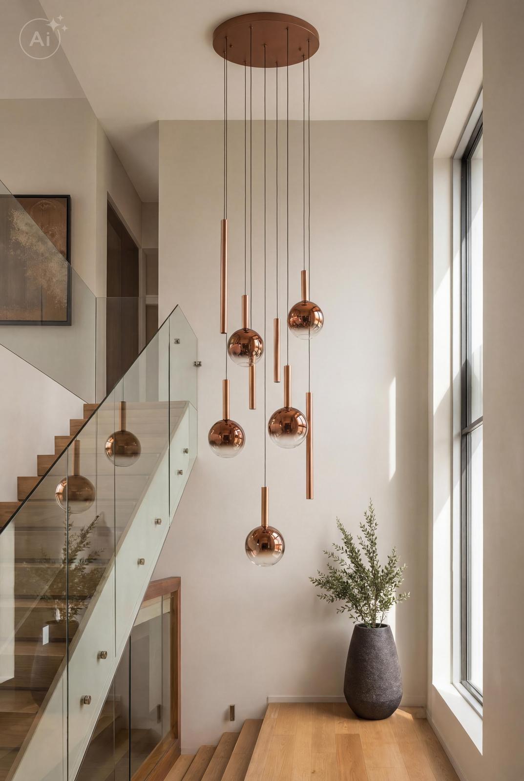 Dar Telis 9 Light Cluster Pendant Matt Bronze and Bronze Ombre Glass LED