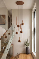 Dar Telis 9 Light Cluster Pendant Matt Bronze and Bronze Ombre Glass LED