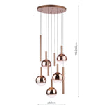 Dar Telis 9 Light Cluster Pendant Matt Bronze and Bronze Ombre Glass LED