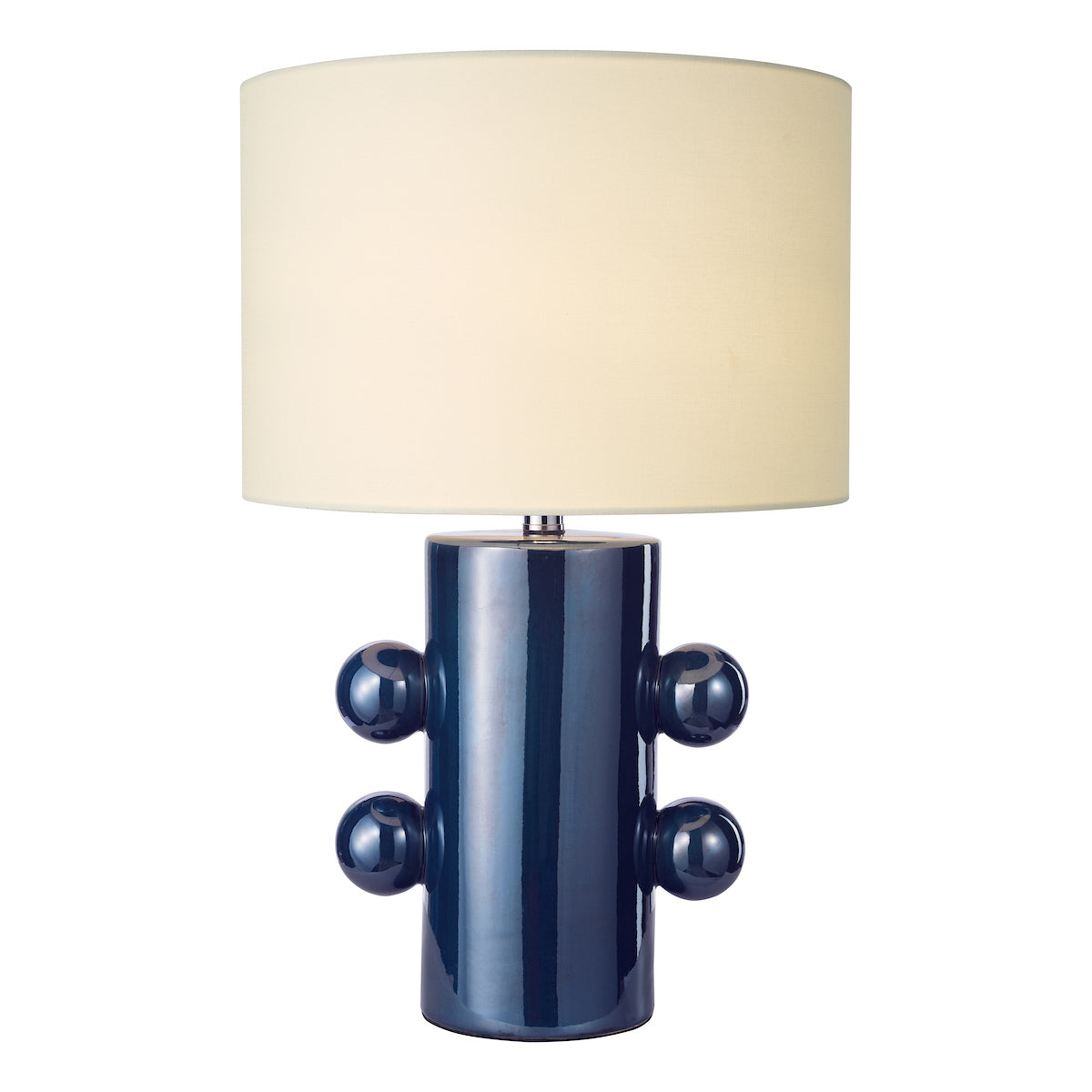 Dar Tisha Table Lamp Blue and Polished Chrome With Shade