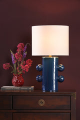 Dar Tisha Table Lamp Blue and Polished Chrome With Shade
