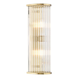 Dar Tobiah 2 Light Bathroom Wall Light Natural Brass and Glass IP44
