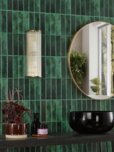 Dar Tobiah 2 Light Bathroom Wall Light Natural Brass and Glass IP44