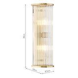 Dar Tobiah 2 Light Bathroom Wall Light Natural Brass and Glass IP44