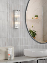 Dar Tobiah 2 Light Bathroom Wall Light Polished Chrome and Glass IP44