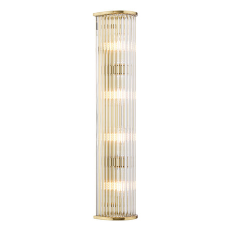 Dar Tobiah 4 Light Bathroom Wall Light Natural Brass and Glass IP44