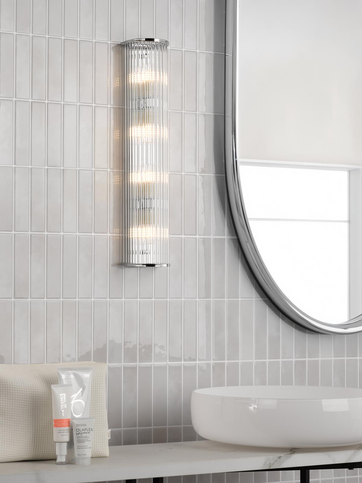 Dar Tobiah 4 Light Bathroom Wall Light Polished Chrome and Glass IP44