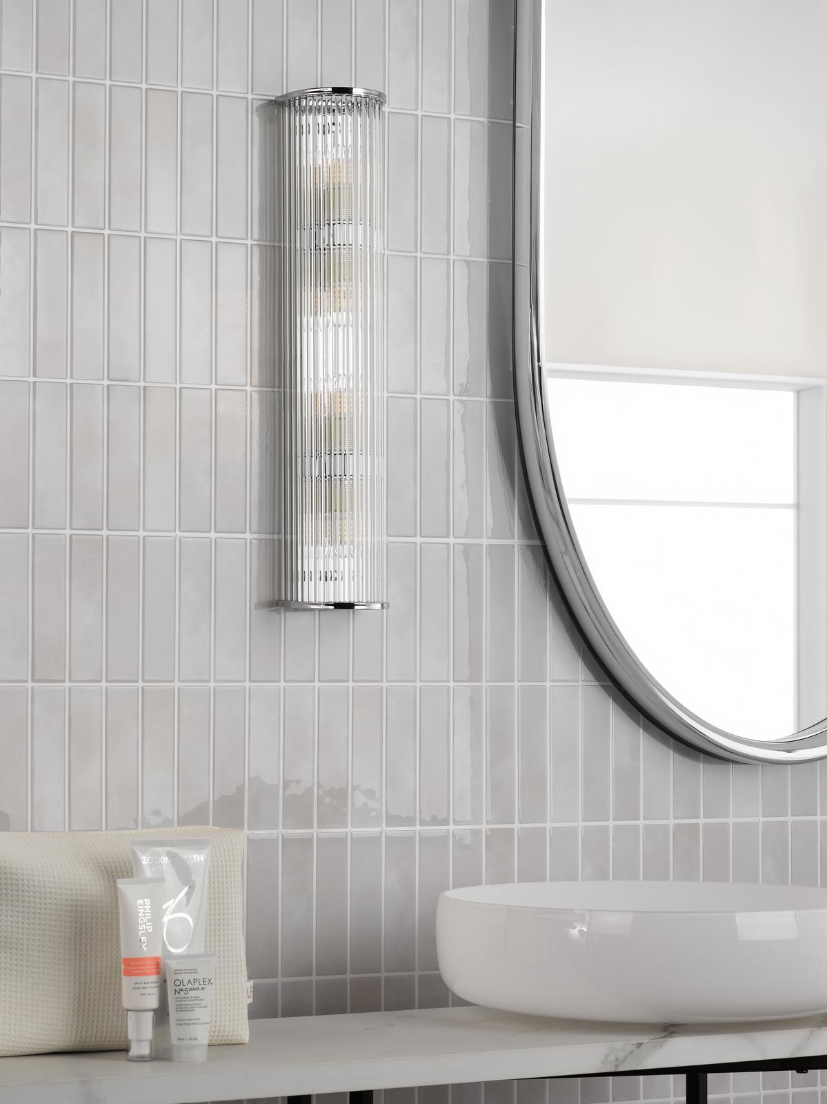 Dar Tobiah 4 Light Bathroom Wall Light Polished Chrome and Glass IP44