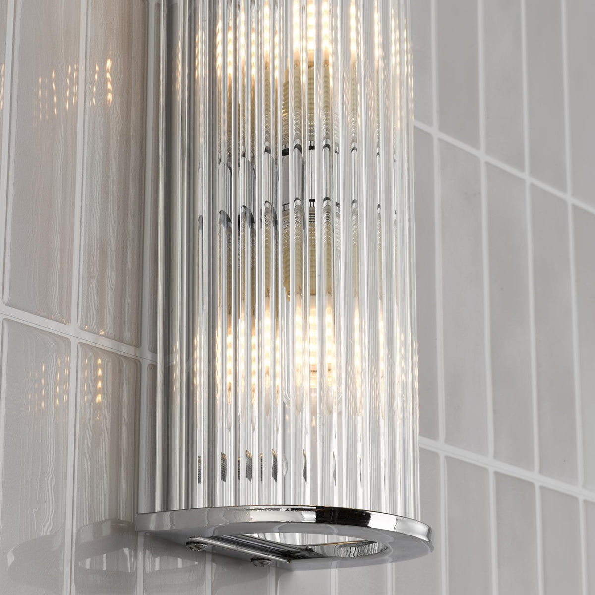 Dar Tobiah 4 Light Bathroom Wall Light Polished Chrome and Glass IP44