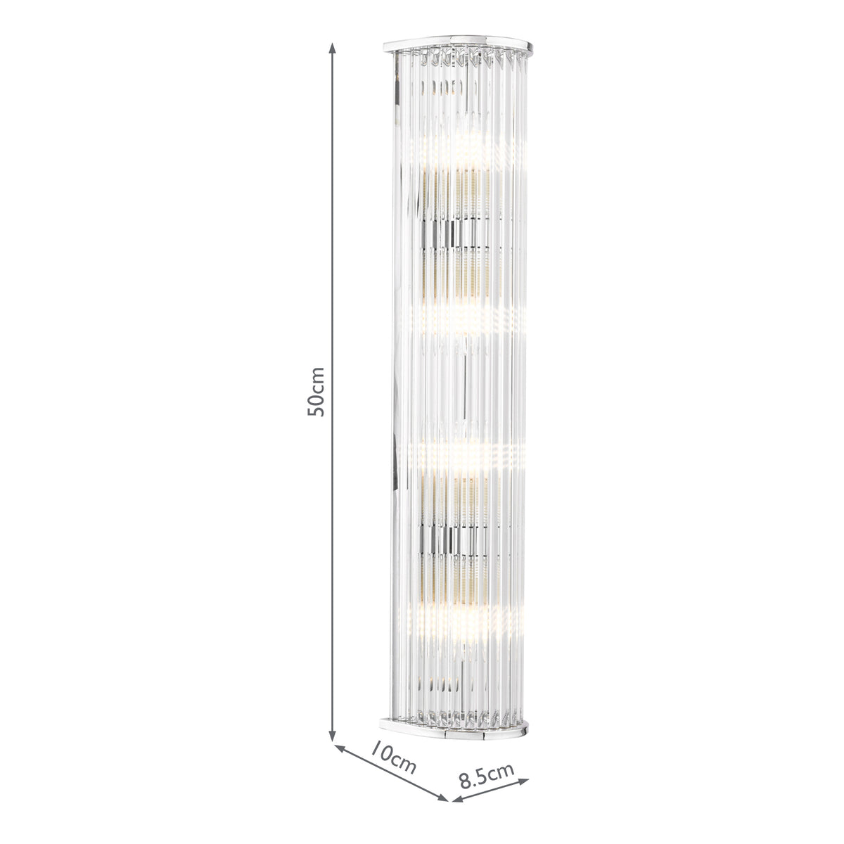 Dar Tobiah 4 Light Bathroom Wall Light Polished Chrome and Glass IP44