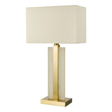 Dar Tokori Table Lamp Alabaster and Brushed Gold With Shade