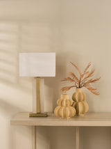 Dar Tokori Table Lamp Alabaster and Brushed Gold With Shade