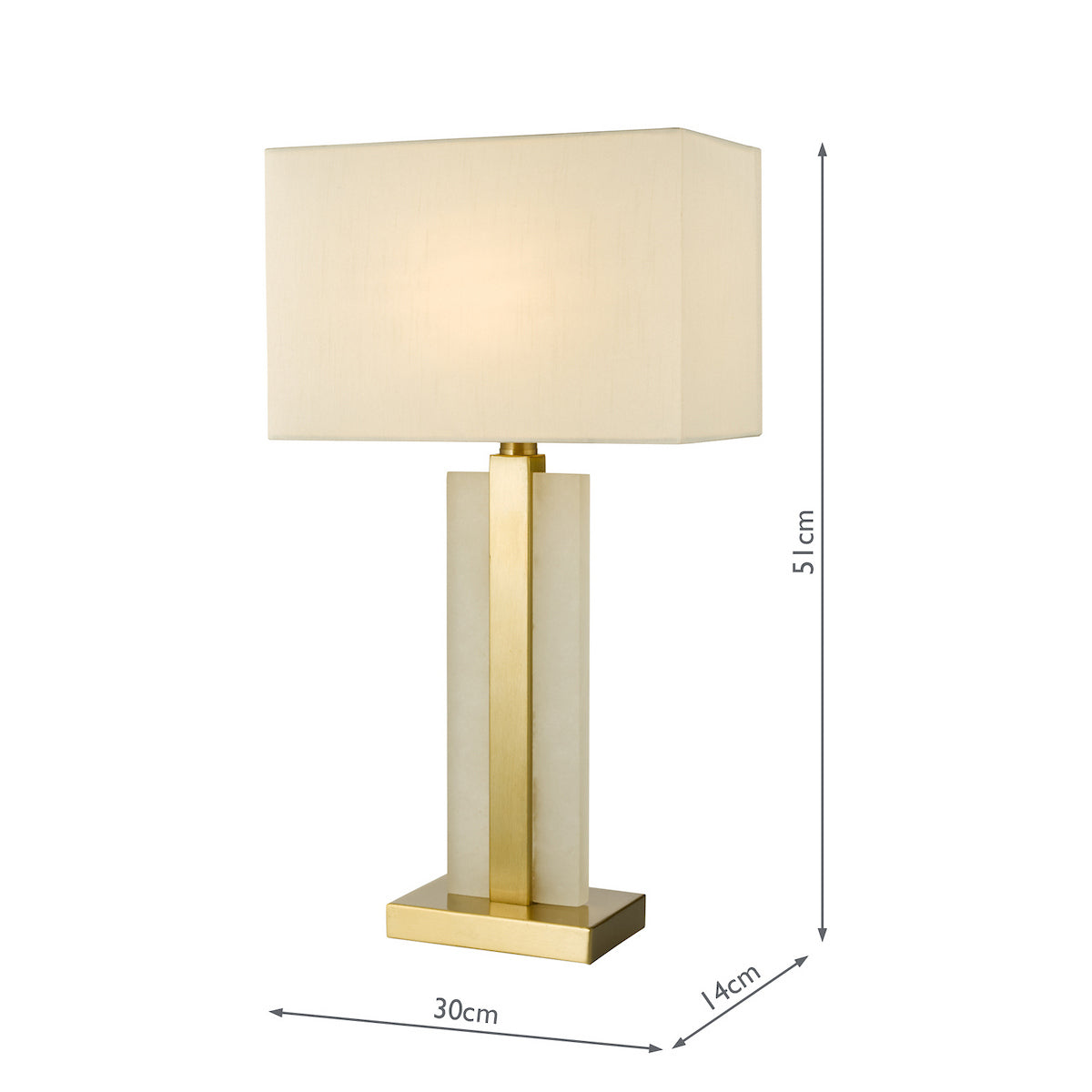 Dar Tokori Table Lamp Alabaster and Brushed Gold With Shade