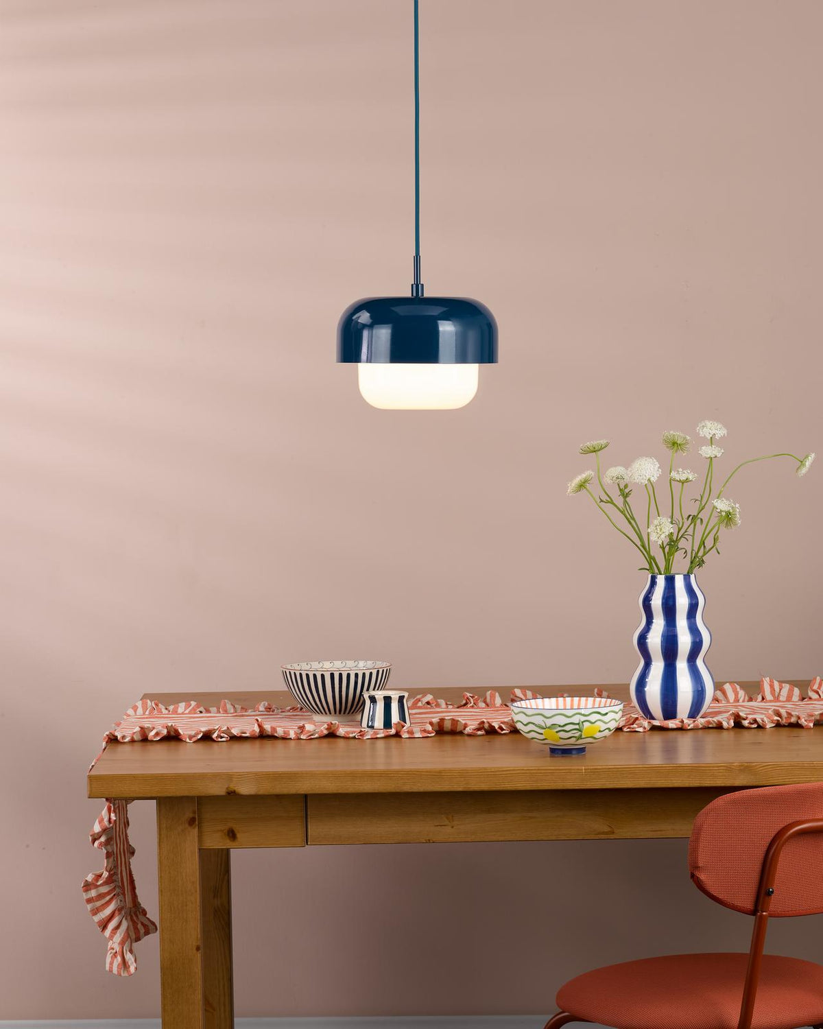 Dar Topanga Pendant Blue and Opal Glass