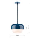Dar Topanga Pendant Blue and Opal Glass