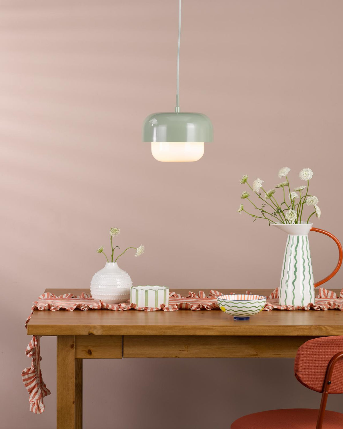 Dar Topanga Pendant Green and Opal Glass