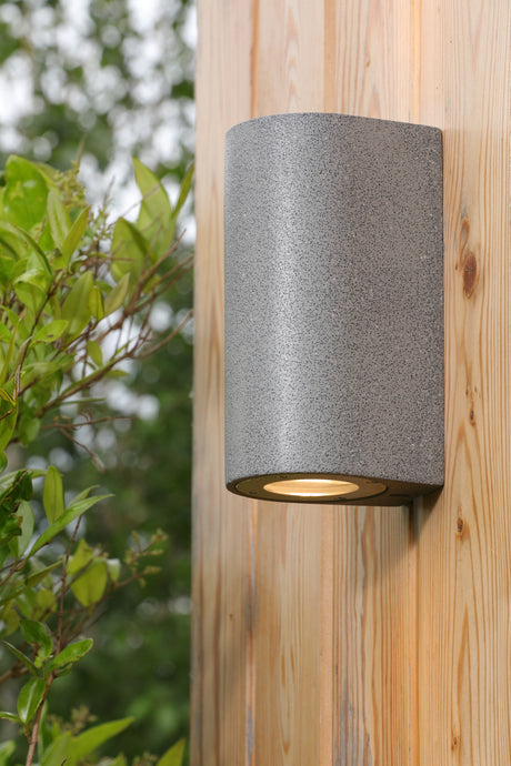 David Hunt Torbay Twin Stone Outdoor Wall Light Grey IP44