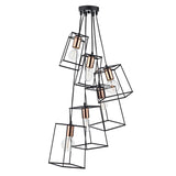 Dar Tower 6 Light Cluster Pendant Black and Copper