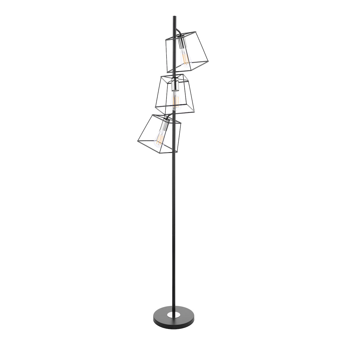 Dar Tower 3 Light Floor Lamp Matt Black and Polished Chrome –  from Amos Lighting + Home