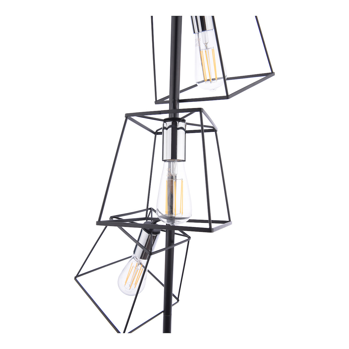 Dar Tower 3 Light Floor Lamp Matt Black and Polished Chrome –  from Amos Lighting + Home