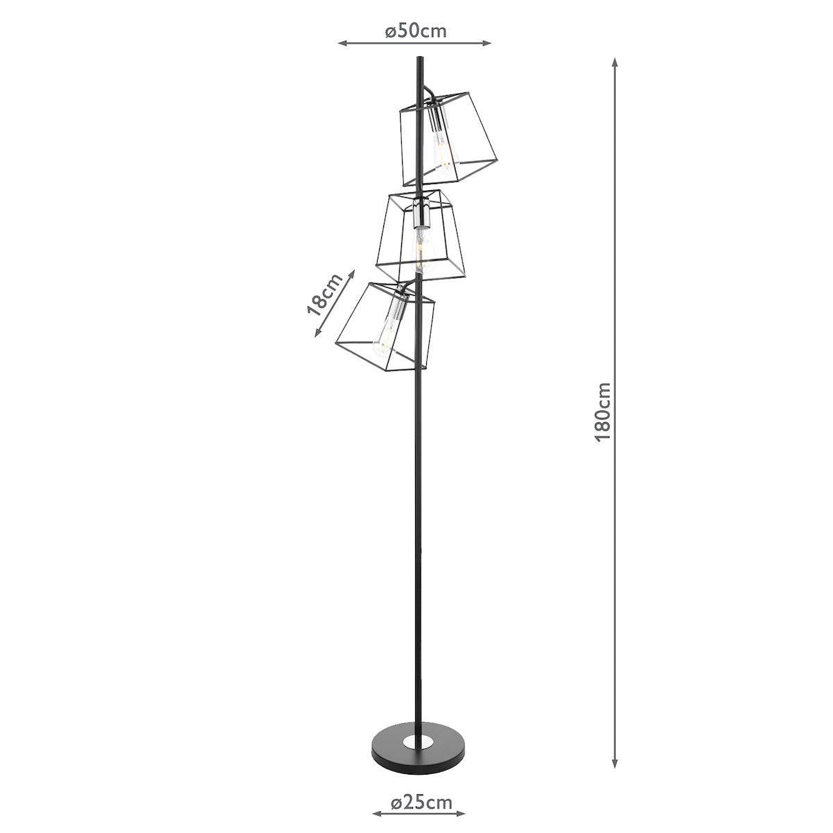 Dar Tower 3 Light Floor Lamp Matt Black and Polished Chrome –  from Amos Lighting + Home