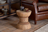 Nkuku Taru Carved Side Table Natural