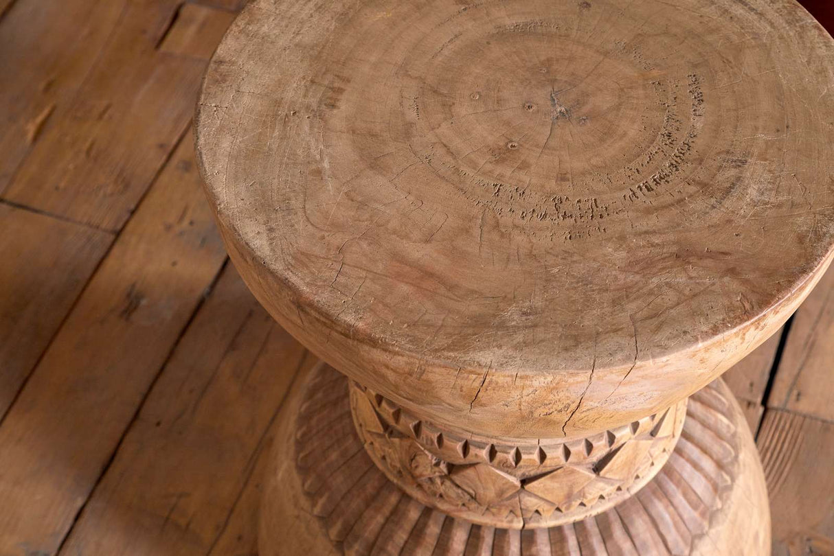 Nkuku Taru Carved Side Table Natural