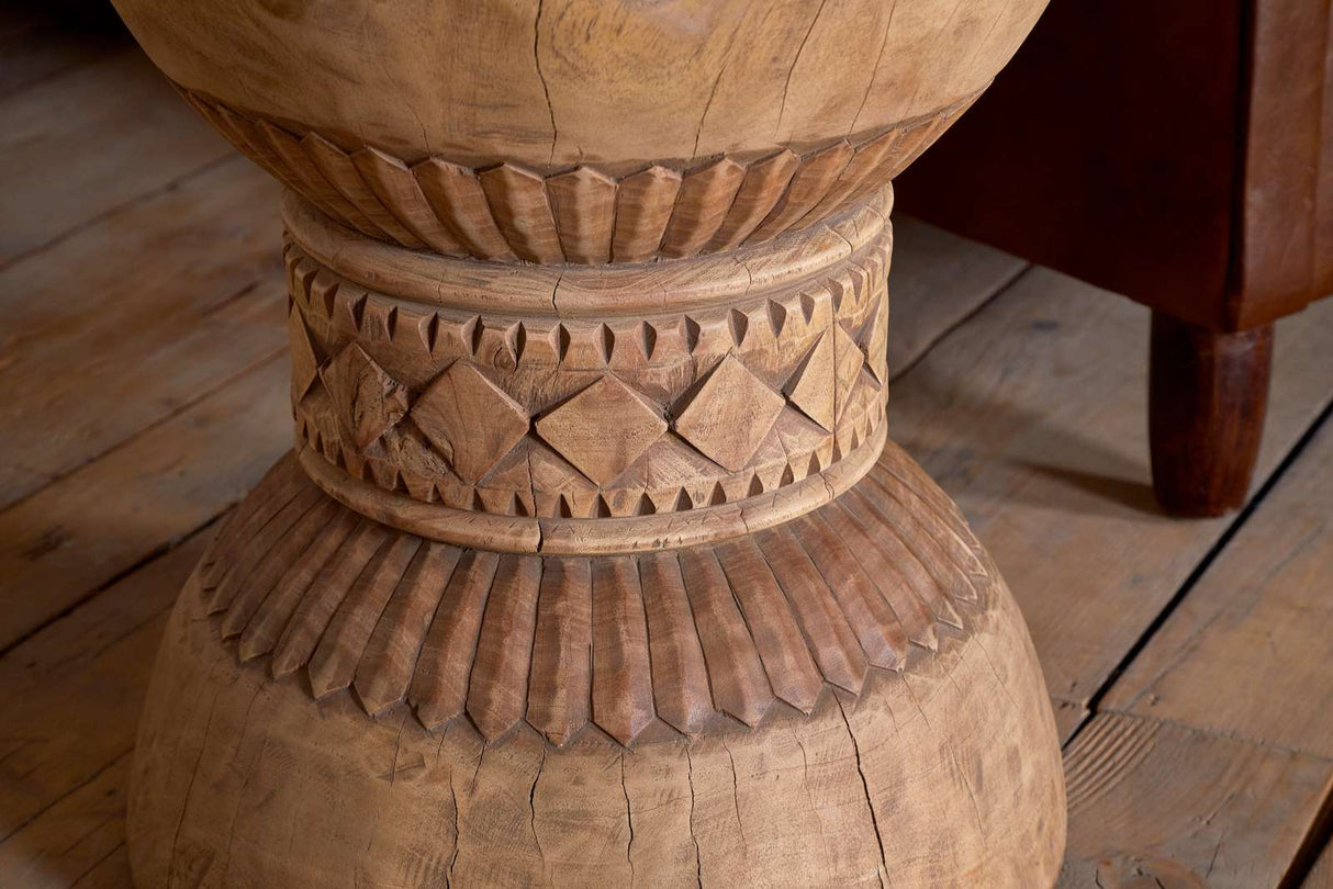 Nkuku Taru Carved Side Table Natural