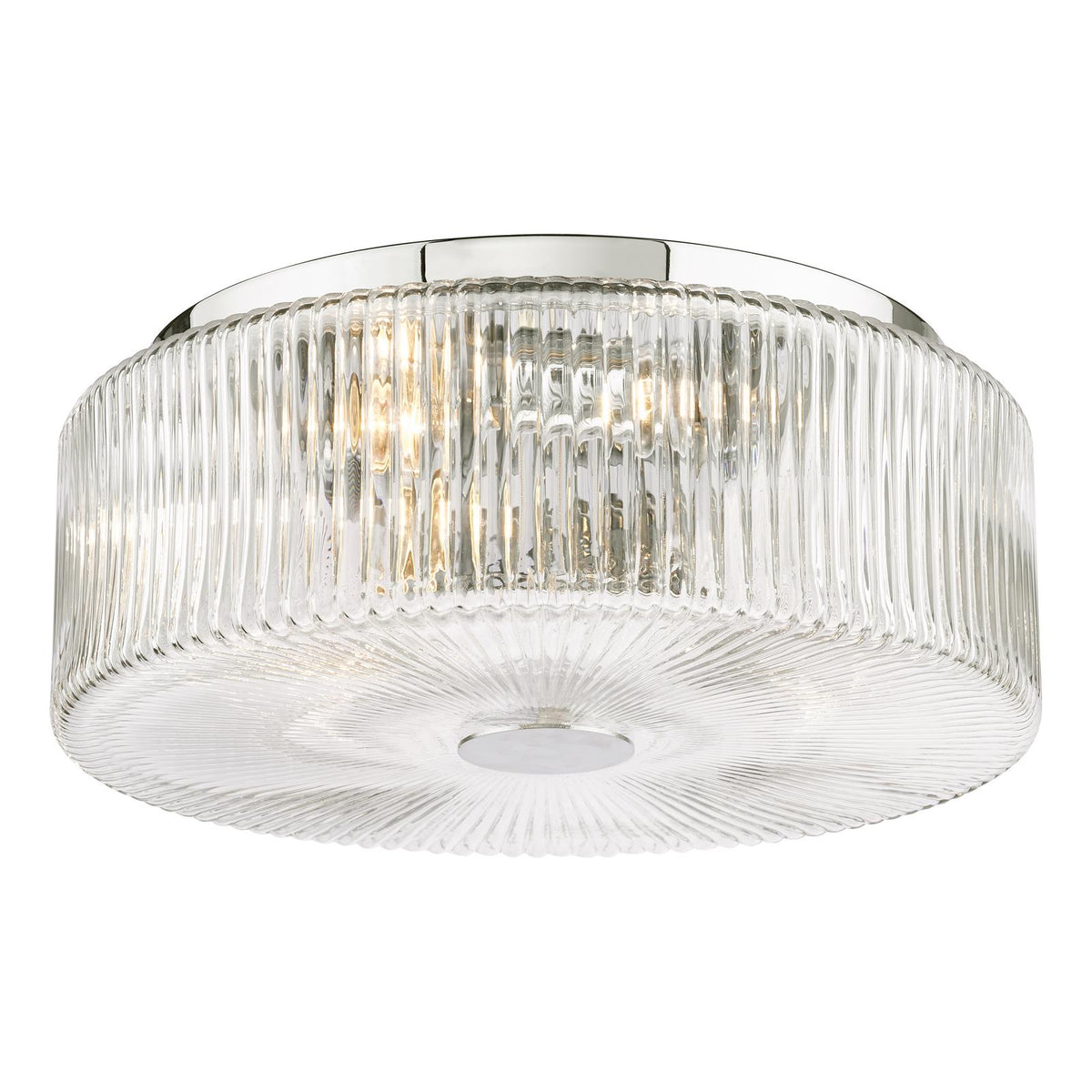 Dar Twyman 4 Light Bathroom Ceiling Light Polished Chrome and Ribbed Glass IP44