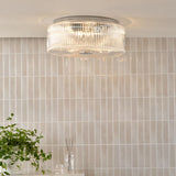 Dar Twyman 4 Light Bathroom Ceiling Light Polished Chrome and Ribbed Glass IP44