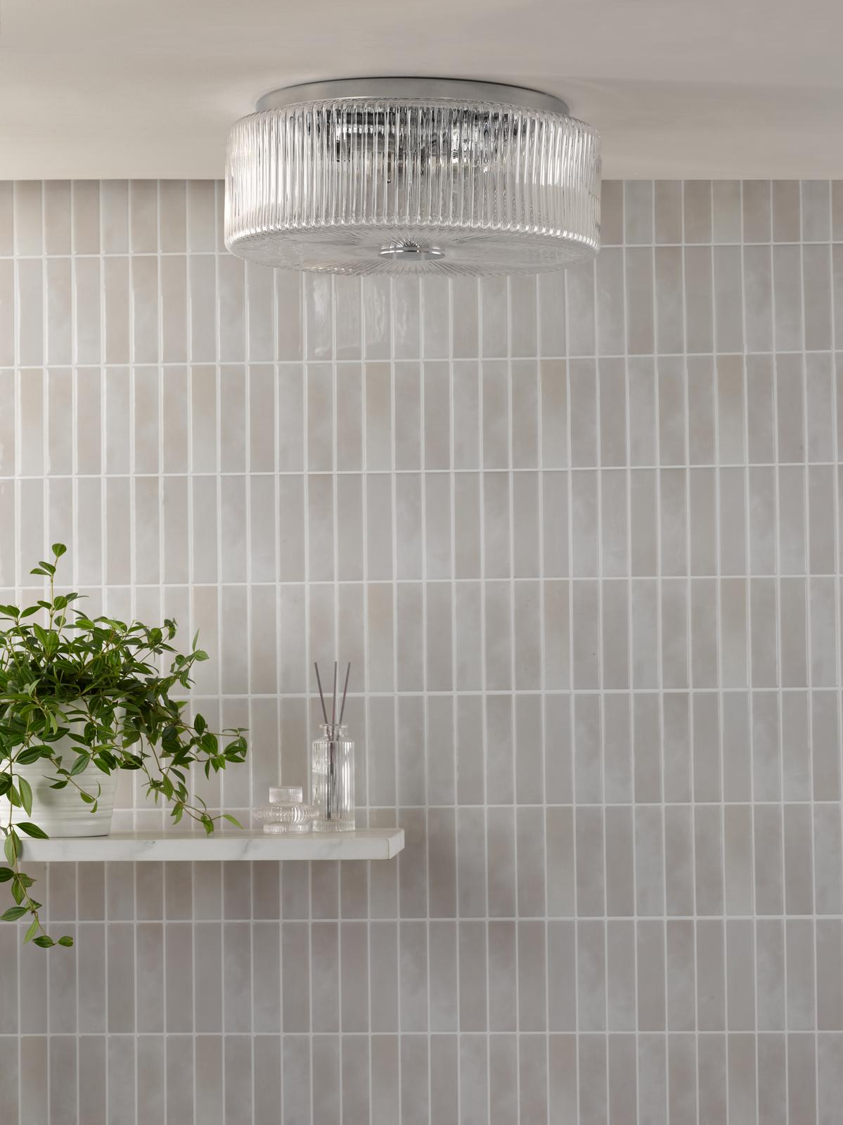 Dar Twyman 4 Light Bathroom Ceiling Light Polished Chrome and Ribbed Glass IP44